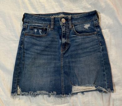 American Eagle Next Level Stretch Hi-Rise Mini Blue Denim Skirt Junior's  Size 0 - Helia Beer Co