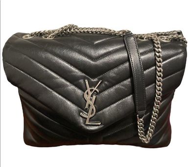 SAINT LAURENT Calfskin Y Quilted Monogram Medium Loulou Chain