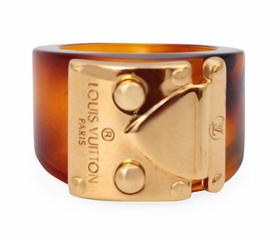 Louis Vuitton Lock Me Tortoise Brown Resin Ring Size 52.5 Louis