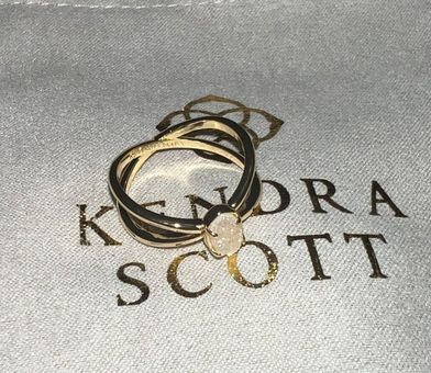 Kendra Scott Iridescent Drusy Emilie Gold Double Band Ring Size 7