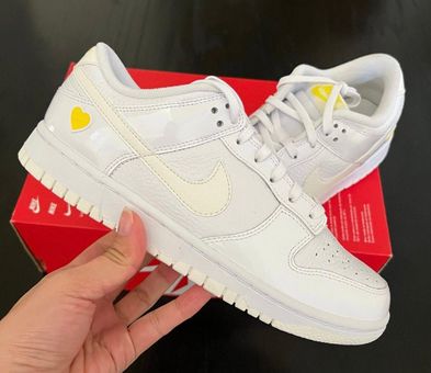 Nike New Dunk Low Valentine's Day Yellow Heart White Size 12