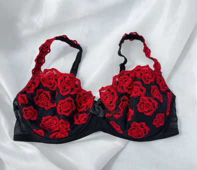 WOMENS VINTAGE LACE VICTORIA SECRET BRA - RED - SIZE 36C 