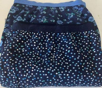 Comfort Choice Cotton Panties Navy Blue Polka Dot & Flora Set Of 2 Size 16  - $11 - From Jackie