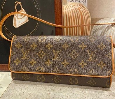 Louis+Vuitton+Pochette+Twin+Shoulder+Bag+GM+Brown+Leather for sale