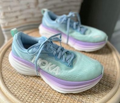 Hoka One One Bondi 8 Airy Blue Sunlit Ocean Road-Running Sneakers Size 8.5  Wide - $129 - From Closet