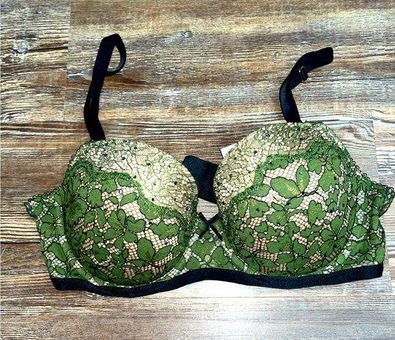 Victoria's Secret 34D Push-Up Lace Green Rhinestone Bra Size undefined -  $23 - From Nicole