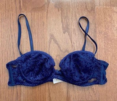 Victoria's Secret Vintage gold label 90s balconette lace navy blue