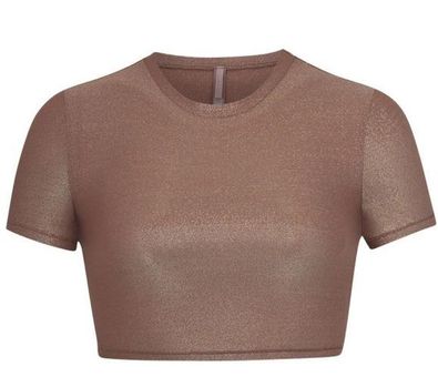 SKIMS Shimmer Cropped T-Shirt in Umber SOLD OUT Size Large