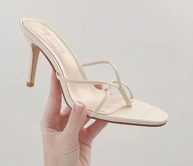 Femme LA Sicilian Slipper Kitten Heel Mules in Cream Size 37 Retail $189