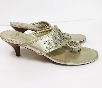 Jack Rogers Navajo Rhinestone Kitten Heel Thong Sandals Gold Size 8 - $34  (73% Off Retail) - From Mari