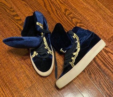 Alexander McQueen Blue Velvet Hightop Sneakers Size 7 - $52