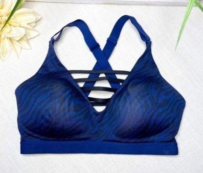 Victoria's Secret Victoria Secret Sports Bra Plunge Strappy Blue Leopard  Animal Print Size undefined - $27 - From Marie
