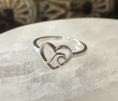 Silver Finger Rings For Women, 925 Sterling Silver Double Heart