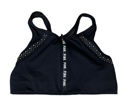 Victoria's Secret PINK Ultimate Sports Bra Size M Black Bling Front Zip Size  M - $14 - From Michelle