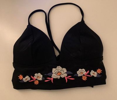 Black Floral Embroidered Bralette