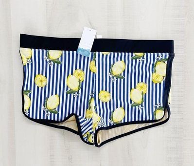 Cacique NWT SWIM BY lemon striped boy short swim bottoms bikini