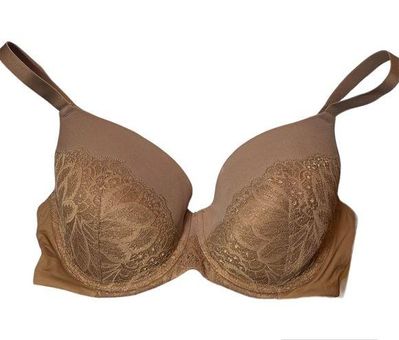 Auden The Icon Full Coverage Lightly Lined Lace Bra, Brown, 38D