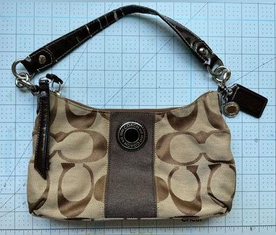 Coach Vintage Signature Demi Bag/wristlet Clutch Tan W/brown 