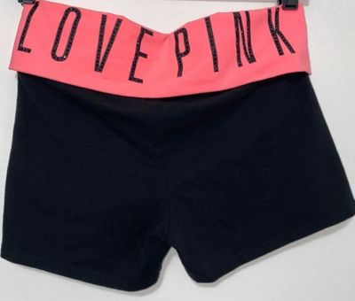 PINK - Victoria's Secret Love pink yoga shorts cute black stretch shorts -  $28 - From Subrina