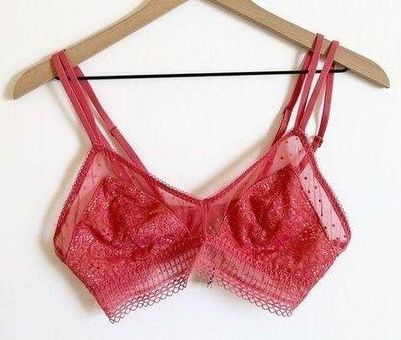 Victoria's Secret Dot Mesh and Lace Scoop Unlined Bra Pink Red Size L Size  L - $38 - From Amber