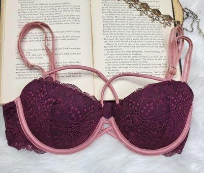 Victoria's Secret Pink Ultimate Strappy Push-up Sports Bra Maroon