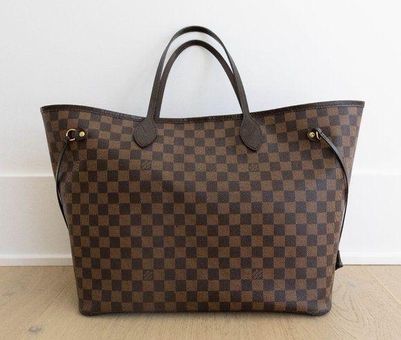 LOUIS VUITTON Neverfull GM Damier Ebene Tote Bag Brown