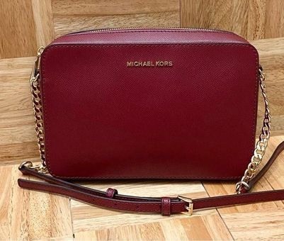 Michael Kors Jet Set Chain Clutch In Dark Red