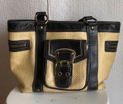 Coach | Bags | Coach Straw And Peach Leather Shoulder Bag | Poshmark