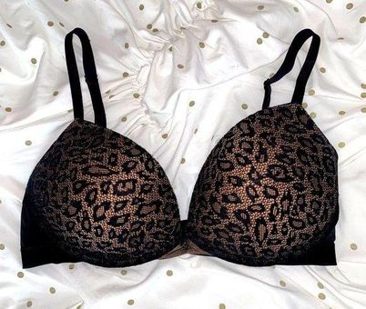 Victoria's Secret Victoria Secret Black/Nude Leopard Lace Plunge Bra Size  undefined - $28 - From Emily