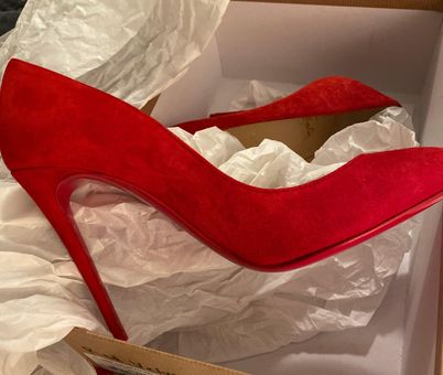 Christian Louboutin Red Eloise 100 Loubi Suede Veau Velours