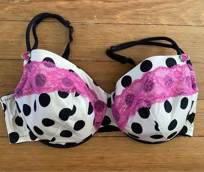 Cacique Lane Bryant White Polka Dot Pink Lace Bra 42DDD Size undefined -  $10 - From Emily