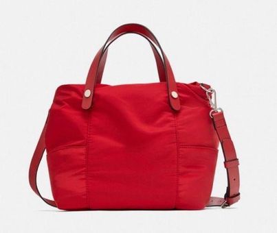 ZARA Basic Purse Tote Bag Pale Pink Faux Leather Black Zip Up Lining  Shopper | eBay