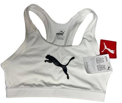 Puma White Graphic Athletic Gymwear Workout Sports Bra Size L