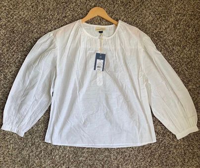 White Balloon Sleeve Cotton Shirt