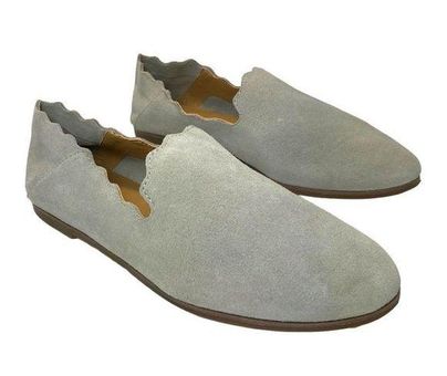 Lucky Brand Shoes Caliya Scalloped Beige Chinchilla Suede Leather Loafers