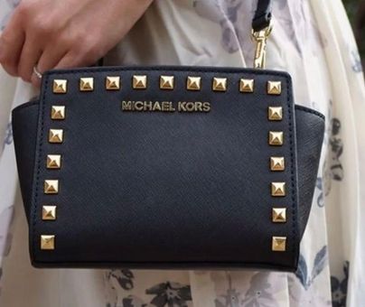 Michael Kors Selma Studded Messenger BLACK Leather Crossbody Bag - $76 (69%  Off Retail) - From Samantha
