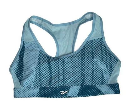 Reebok Lux Racerback Blue Padded Sports Bra Mesh Back Size