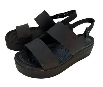 Crocs Sandals Womens 9 Wedge Heels Slip On Slide Black | eBay