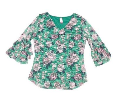 No Boundaries Floral V-Neck 3/4 Sleeve Top