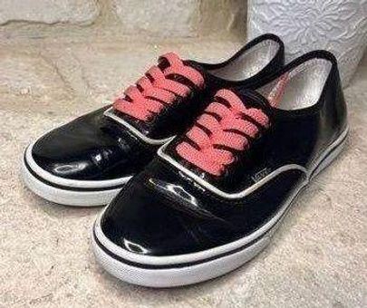 Vans Off the Walls black leather pink lace up - $32 - From Blue