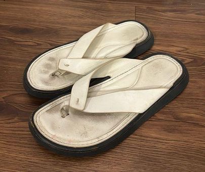 Rag and Bone White Parker Thong Leather Sandals Size 38 EU