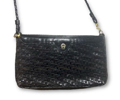 Etienne Aigner Vintage Aigner Black Woven Leather Shoulder Bag