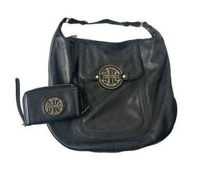 TORY BURCH Amanda Black Leather Shoulder Bag