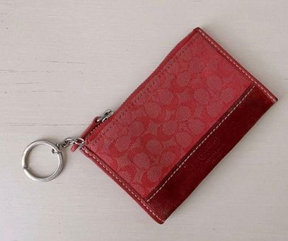 Coach red monogrammed canvas coin pouch with key ring - $25 (61% Off  Retail) - From roya