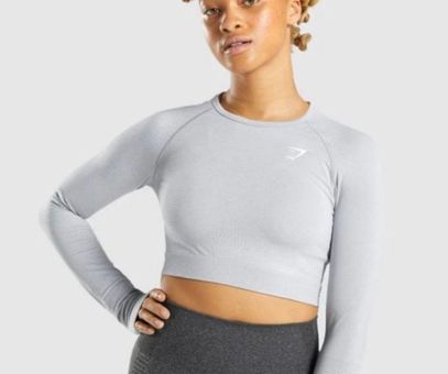 Gymshark Long-sleeve Crop Top Gray - $24 (46% Off Retail) - From