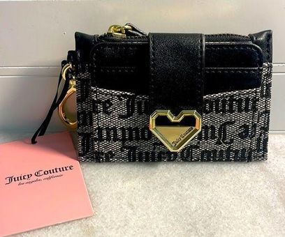 Juicy Couture wallet modern chic tab elongated card case Black