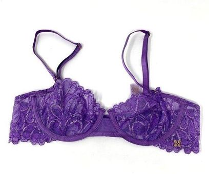 Savage Not Sorry Unlined Lace Balconette Bra in Purple