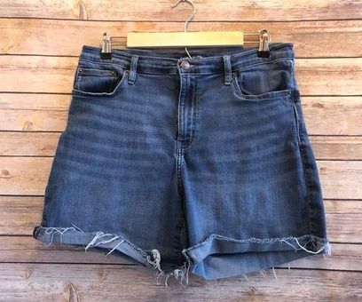 Calvin Klein Jeans high rise cut off shorts in blue