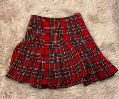 Brandy Melville red pleated plaid dana skirt <33 - $24 (31% Off Retail) -  From luna