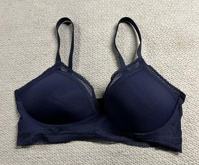 Uniqlo Navy Blue Lace Trim Pull On Bra Size Large EUC - $20